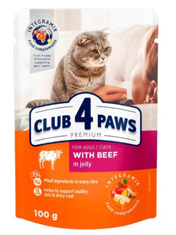 Club 4 Paws Cat Wet Food Beef Jelly Pouch 100g - Tailix