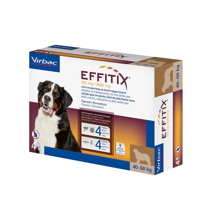 Effitix Dog Anti Flea&Tick Spot On 1 Pipette 40-60kg - Tailix