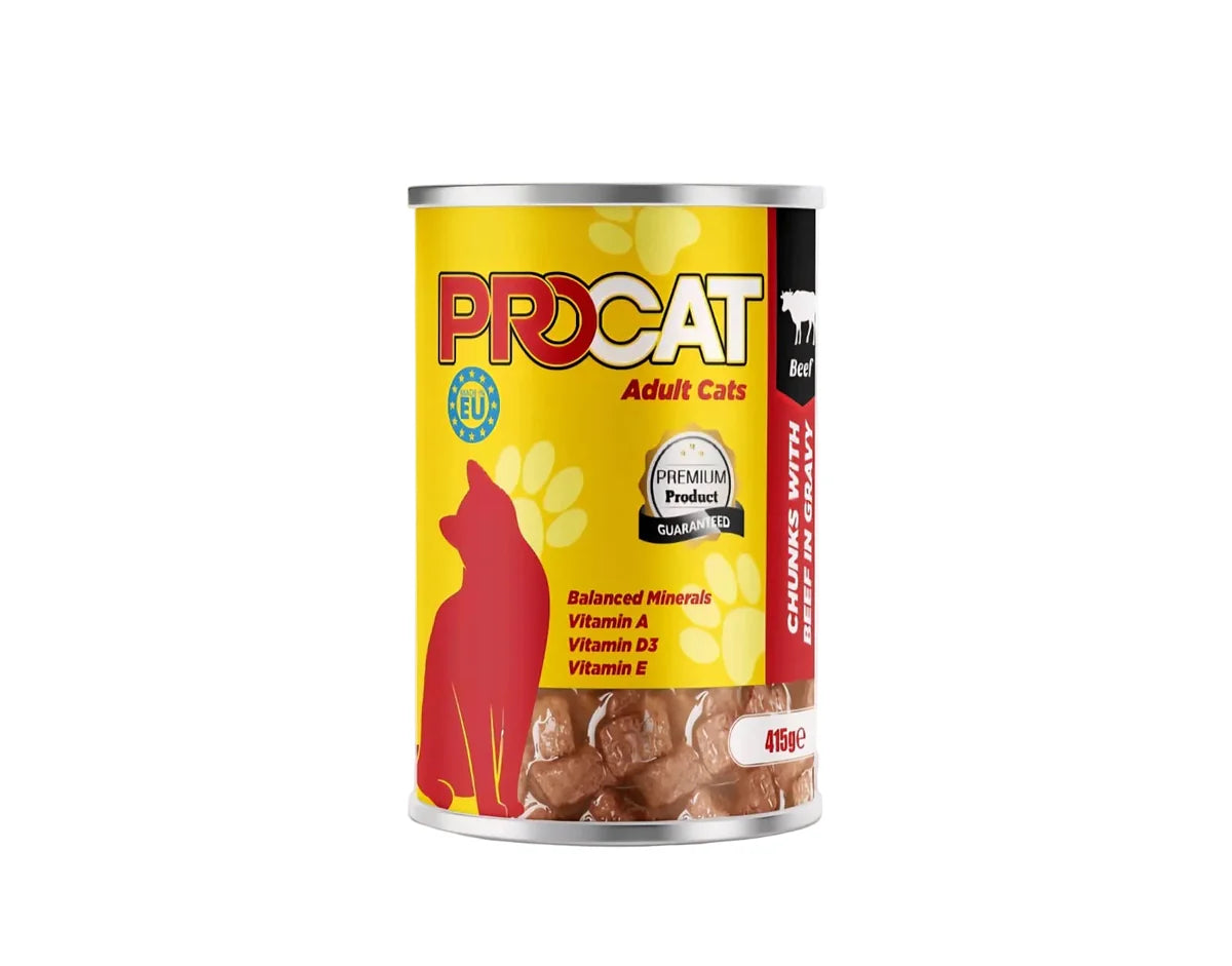 ProCat Wet Food Beef Chunks Can 415g - Tailix