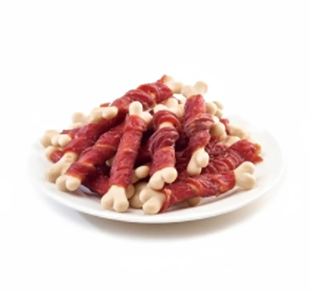 Wanpy Dog Treats Jerky&Calcium Bone Twists Duck 100g - Tailix