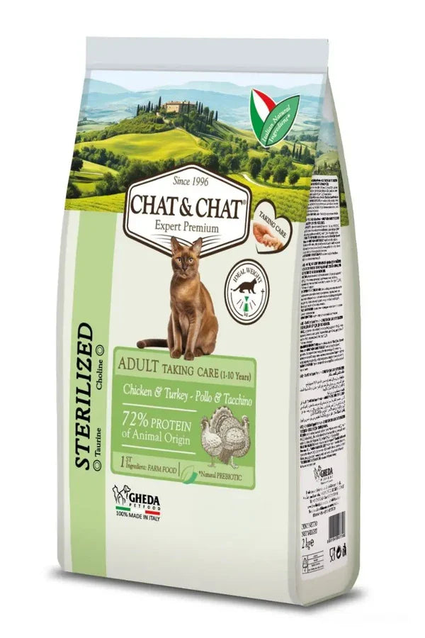 Chat&Chat Expert Sterilised Cat Dry Food Chicken&Turkey 900g  - Tailix