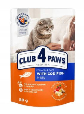 Club 4 Paws Cat Wet Food Cod Fish Jelly Pouch 80g - Tailix