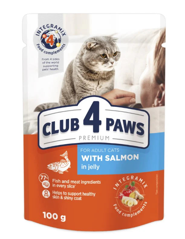Club 4 Paws Cat Wet Food Salmon Jelly Pouch 100g - Tailix