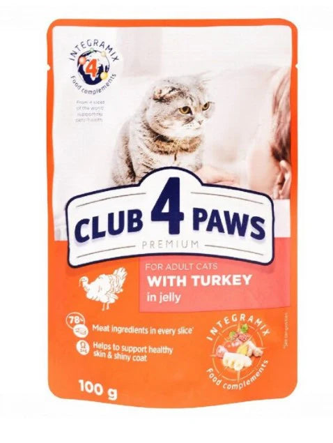 Club 4 Paws Cat Wet Food Turkey Jelly Pouch 100g - Tailix