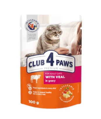 Club 4 Paws Cat Wet Food Veal Gravy Pouch 100g - Tailix