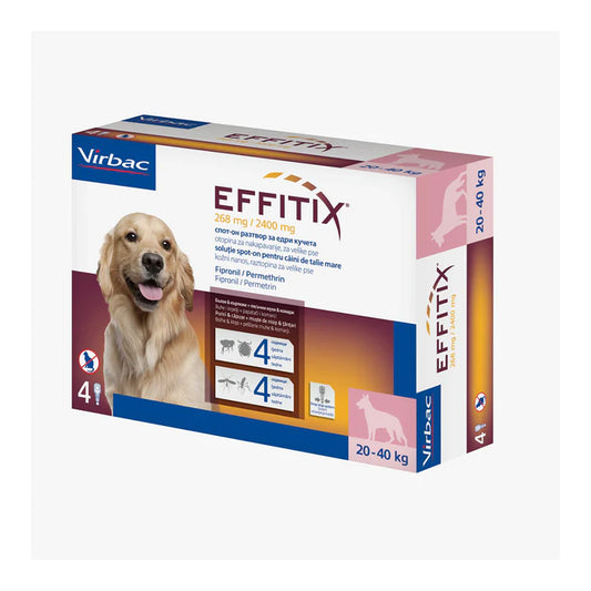 Effitix Dog Anti Flea&Tick Spot On 1 Pipette 20-40kg - Tailix