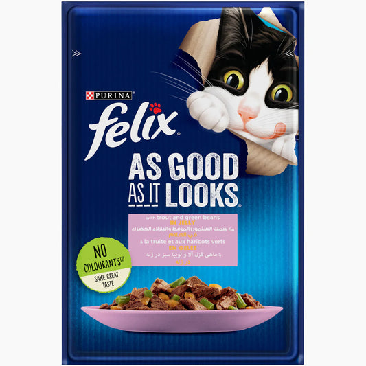 Felix Cat Wet Food Trout&Green Beans Pouch 85g - Tailix