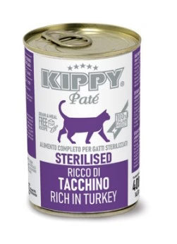 Kippy Sterilised Cat Wet Food Turkey Pate Can 400g - Tailix