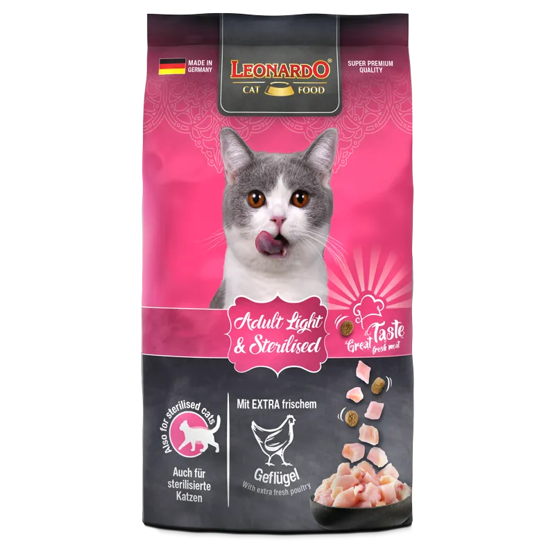 Leonardo Light&Sterilised Cat Dry Food - Tailix