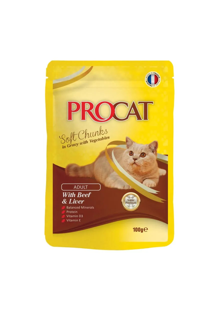 Procat Wet Food Beef&Liver Pouch 100g - Tailix