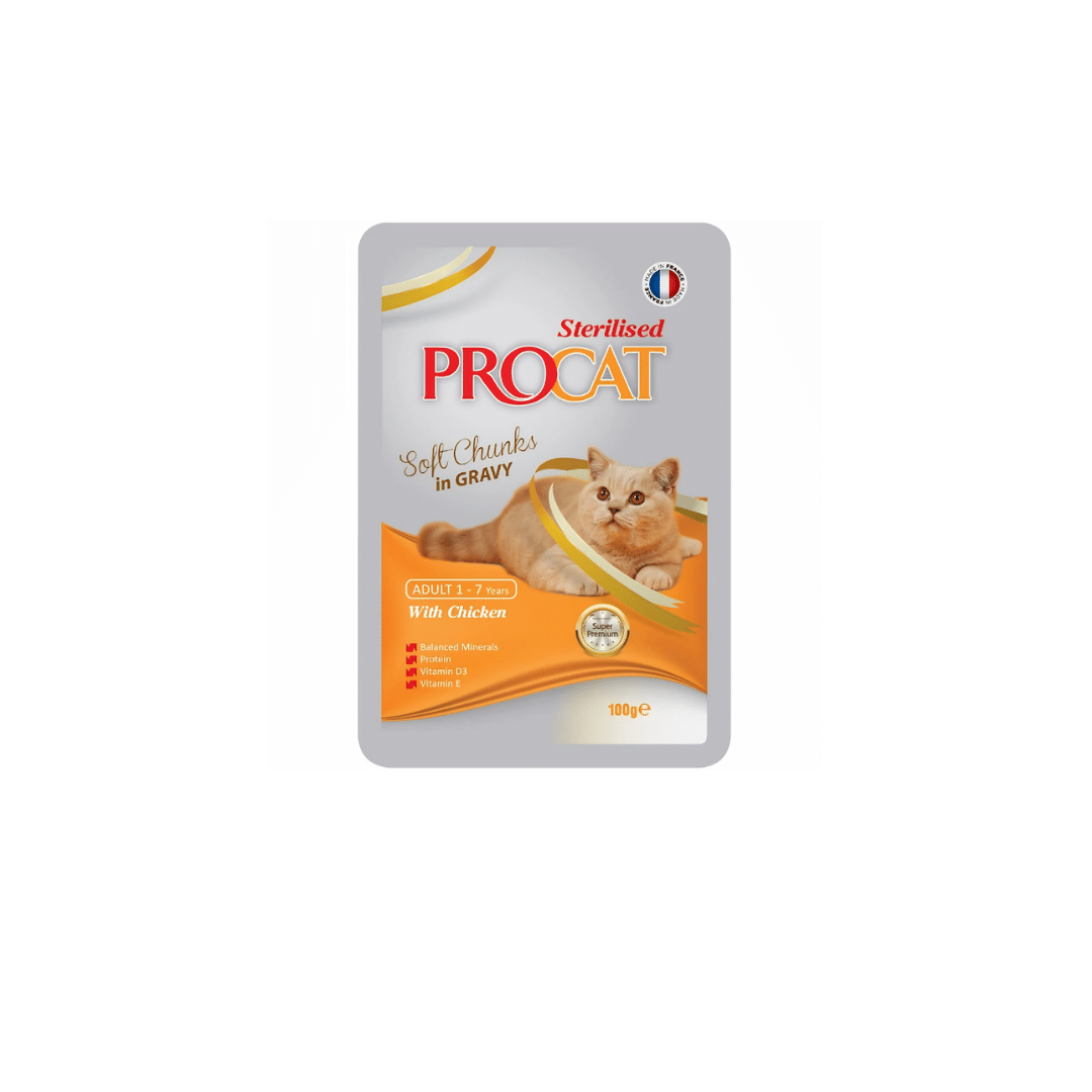 Procat Wet Food Sterilised Chicken Pouch 100g - Tailix
