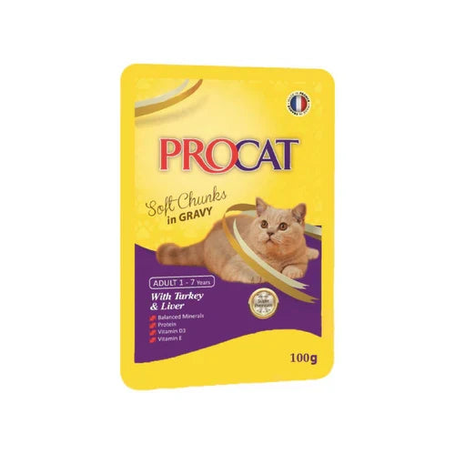Procat Wet Food Turkey&Liver Pouch 100g - Tailix