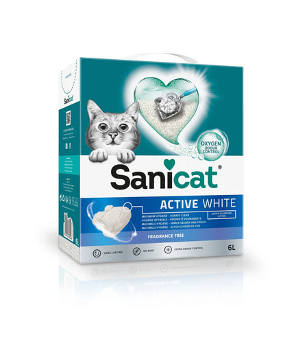 Sanicat Clumping Cat Litter Active White Fragrance Free 6L - Tailix