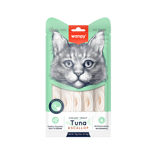 Wanpy Creamy Cat Treats Tuna&Scallop 5 Sachets x 14g - Tailix