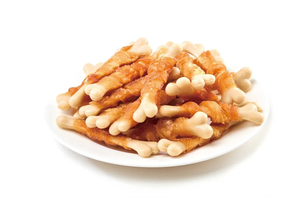Wanpy Dog Treats Jerky&Calcium Bone Twists Chicken 100g - Tailix